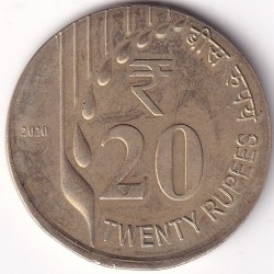 Nickel Brass Metal OMS Error Coin 20 Rupees 2020 Kolkata Mint Coin Rare