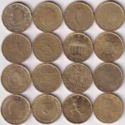 20 Euro Cents 16 Different Varity Coins Collection Set #2