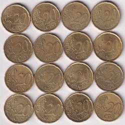 Alternative view of 20 Euro Cents 16 Different Varity Coins Collection Set #2