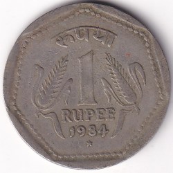Hyderabad Mint 1984 One Rupee Rare Copper Nickel Republic India Coin