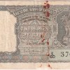 Olive green color 2 Rupees P c bhattacharya Fine Rubber Melting Hard Marks Note #2