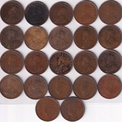 Alternative view of Quarter Anna 22 Different Years Collection Set of British India EX Rare #1