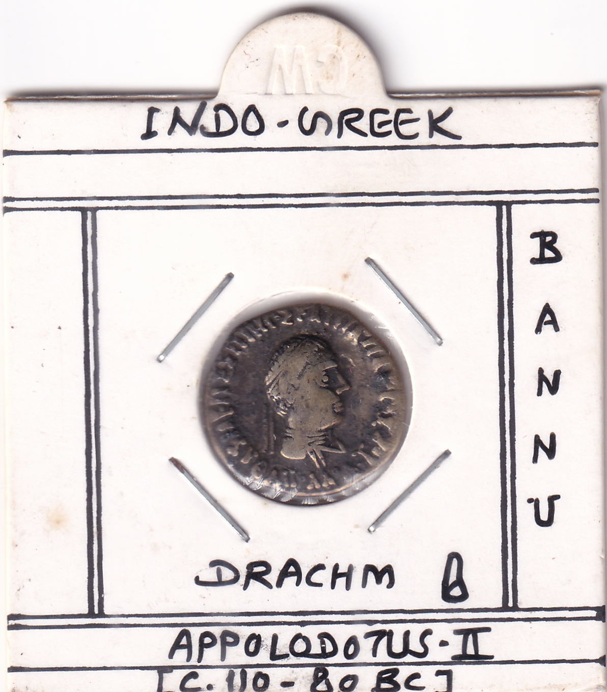 Indo Greek Silver Drachm Apollodotus II 80-65 BC Rare Coin