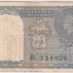 One Rupee 1940 Fine Condition Note of King George VI British India #3