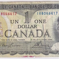 Canada 1 Dollar 1973 Queen Elizabeth II Face Used Condition Note #2