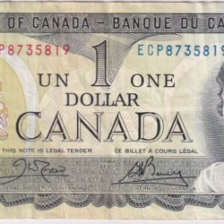 Canada 1 Dollar 1973 Queen Elizabeth II Face Used Condition Note #3