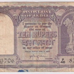 HVR Iyengar 10 rupees Fafda Issue Fine Condition Note #2