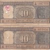 10 Rs L K Jha and B N Adarkar Sign Mahatma Gandhi Sitting With Book Used Fine 2 Notes Set
