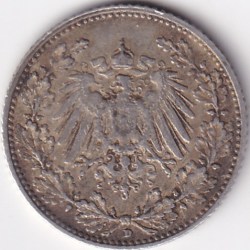 Alternative view of 1/2 Mark Germany 1905 Eagle Silver D Mark Silver Rare Coin