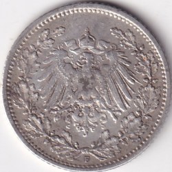 Alternative view of 1/2 Mark Germany 1905 Eagle Silver F Mark Silver Rare Coin