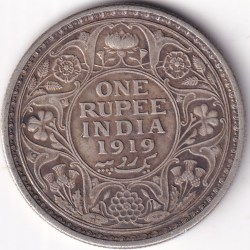 Silver British India One Rupee 1919 Calcutta Mint Coin #2
