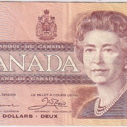 2 Dollars 1986 Canada Very Fine Note #1