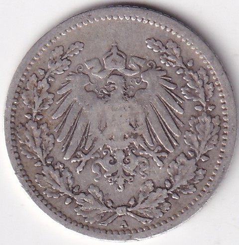 1/2 Mark Germany 1905 Eagle Silver A Mark Silver Rare Coin