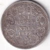 Silver Coin of British India 1877 Victoria Empress One Rupee Coin