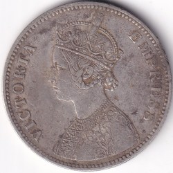 Alternative view of Silver Coin of British India 1877 Victoria Empress One Rupee Coin