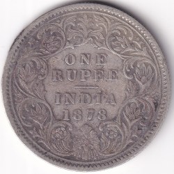 Silver Coin of British India 1878 Victoria Empress One Rupee Coin