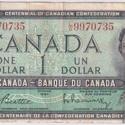 Queen Elizabeth II1 Dollar 1967 Canada Fine Condition Note #1