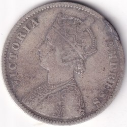 Alternative view of Silver Coin of British India 1878 Victoria Empress One Rupee Coin