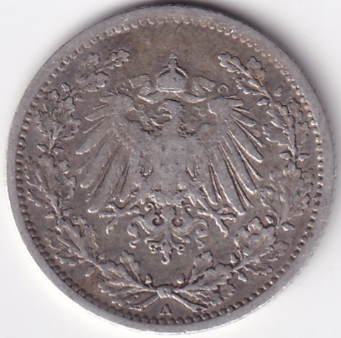 1/2 Mark Germany 1906 Eagle Silver A Mark Silver Rare Coin