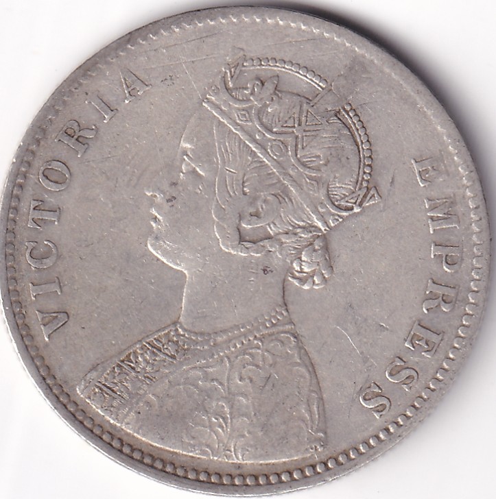 Silver Coin of British India 1882 Victoria Empress One Rupee Coin