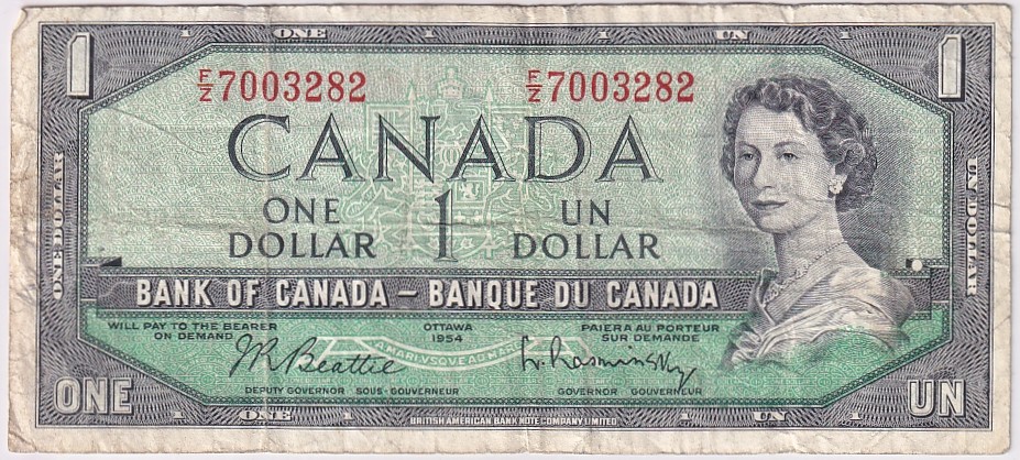 Queen Elizabeth II1 Dollar 1967 Canada Fine Condition Note #4