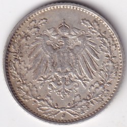 Alternative view of 1/2 Mark Germany 1909 Eagle Silver J Mark Silver Rare Coin