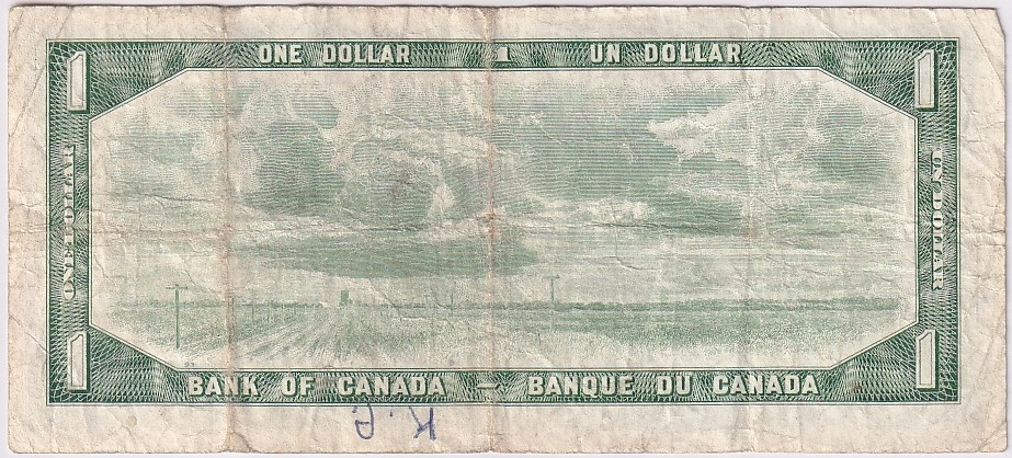 Queen Elizabeth II1 Dollar 1967 Canada Fine Condition Note #4 - Image 2