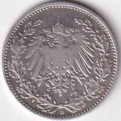 Alternative view of 1/2 Mark Germany 1909 Eagle Silver D Mark Silver Rare Coin