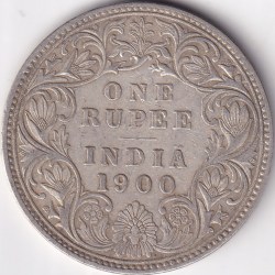 Silver Coin of British India 1900 Victoria Empress One Rupee Coin