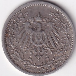 Alternative view of 1/2 Mark Germany 1909 Eagle Silver A Mark Silver Rare Coin
