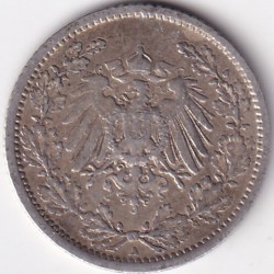 Alternative view of 1/2 Mark Germany 1911 Eagle Silver A Mark Silver Rare Coin
