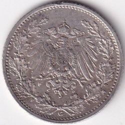 Alternative view of 1/2 Mark Germany 1911 Eagle Silver G Mark Silver Rare Coin