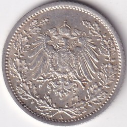 Alternative view of 1/2 Mark Germany 1914 Eagle Silver A Mark Silver Rare Coin