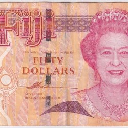 Fiji 50 Dollar Queen Elizabeth II 2007 Year Banknote Rare #1