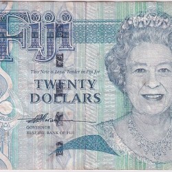 Fiji 20 Dollar Queen Elizabeth II 2007 Year Banknote Rare #1