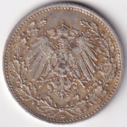 Alternative view of 1/2 Mark Germany 1918 Eagle Silver D Mark Silver Rare Coin