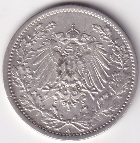 1/2 Mark Germany 1919 Eagle Silver A Mark Silver Rare Coin