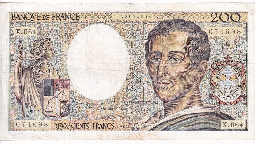 France 200 Francs 1981-1992 Big Size Old Issue Very Fine Note Rare