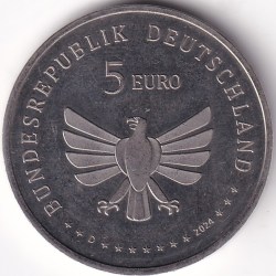 Alternative view of 5 Euros European stag beetle 2024 Copper Nickel Colored Coin Rare