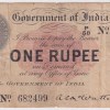 Ex Rare 1 Rupee 1917 A C Watters Sign Small Repair Note Fine Detail - Image 2