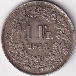 1 Franc Helvetia standing 1944 Silver Switzerland Coin