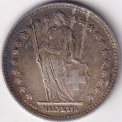 Alternative view of 1 Franc Helvetia standing 1945 Silver Switzerland Coin