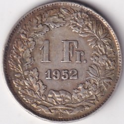 1 Franc Helvetia standing 1952 Silver Switzerland Coin