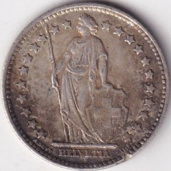 Alternative view of 1 Franc Helvetia standing 1943 Silver Switzerland Coin