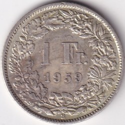 1 Franc Helvetia standing 1959 Silver Switzerland Coin