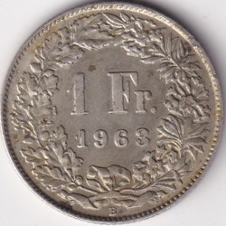 1 Franc Helvetia standing 1963 Silver Switzerland Coin