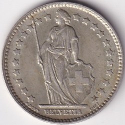Alternative view of 1 Franc Helvetia standing 1963 Silver Switzerland Coin