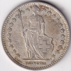 Alternative view of 2 Francs Helvetia standing 1955 Silver Switzerland Coin