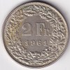 2 Francs Helvetia standing 1961 Silver Switzerland Coin
