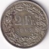 2 Francs Helvetia standing 1963 Silver Switzerland Coin
